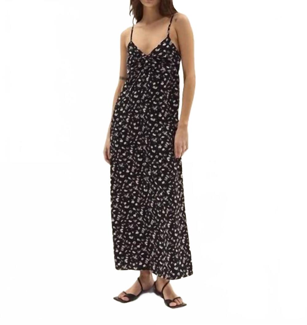 NEW DELUC rondella midi dress in black printed